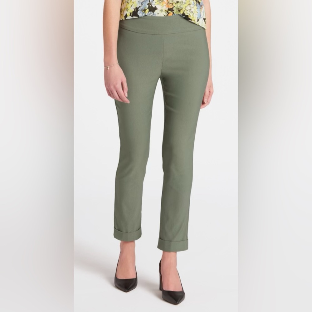 Fia Cuffed Straight Trouser, Size 10, Olive